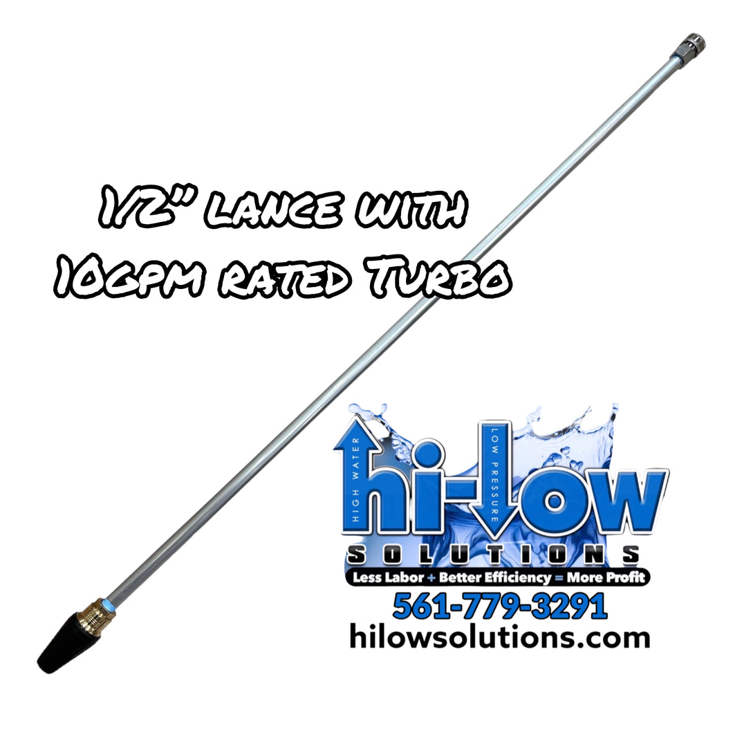 4ft 1/2” wand with Turbo Nozzle rated for 10 or 15gpm