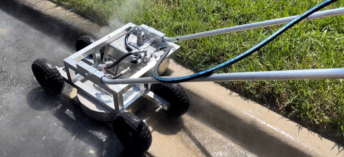 Hi-Low Solutions CURBINATOR on Wheels for commercial curb and gutter cleaning